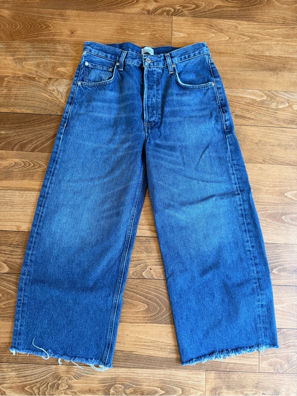 Citizens Of Humanity Blue Cropped Wide-Leg Jeans